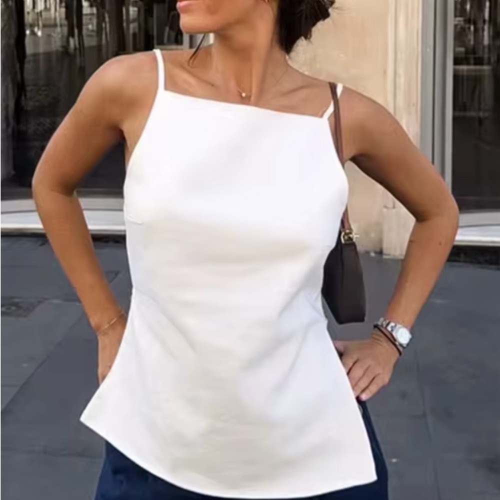 White Asymmetrical Camisole Top